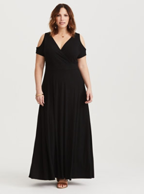plus size black cold shoulder dress