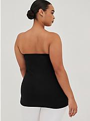 Plus Size Foxy Ruched-Front Tube Top, DEEP BLACK, alternate