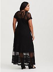 Maxi Lace Button-Front Dress, DEEP BLACK, alternate