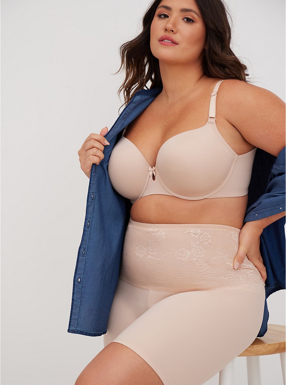 Plus Size Lightly Lined T-Shirt Bra - Microfiber Beige with 360° Back Smoothing™ , ROSE DUST, hi-res