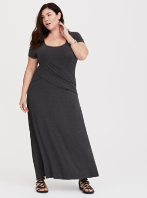 Plus Size - Grey Pleated Jersey Maxi Dress - Torrid