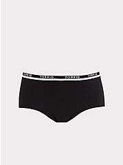 Plus Size Torrid Logo Black Cotton Brief Panty, RICH BLACK, hi-res