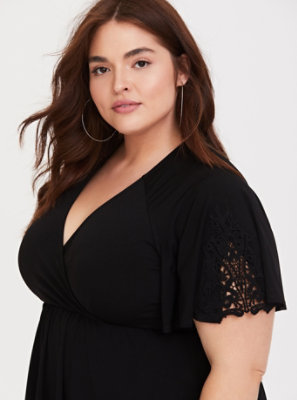 Plus Size - Lace Sleeve Studio Knit Babydoll - Torrid