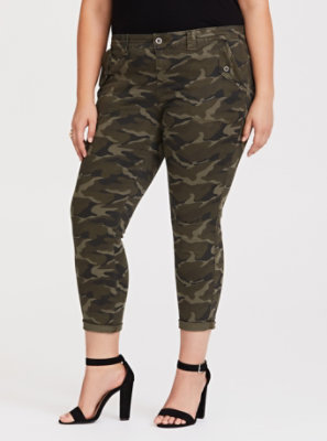 Plus Size - Cropped Twill Military Pant - Camo - Torrid