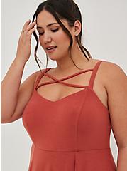 Plus Size Maxi Jersey Tiered Strappy Dress, RED DIP DYE, alternate