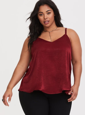 Plus Size - Burgundy Satin Swing Cami - Torrid