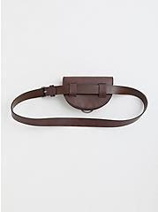 Brown Faux Leather O-Ring Belt Bag, CHOCOLATE BROWN, alternate