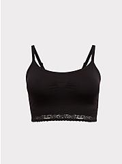 Lightly Lined Seamless Lace Band Bralette, RICH BLACK, hi-res
