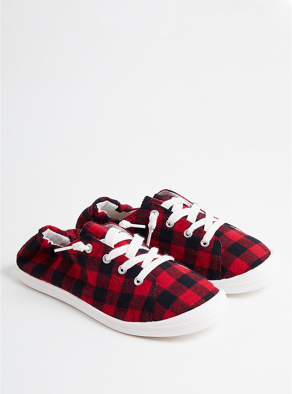 Plus Size Riley Ruched Sneaker (WW), RED PLAID, hi-res