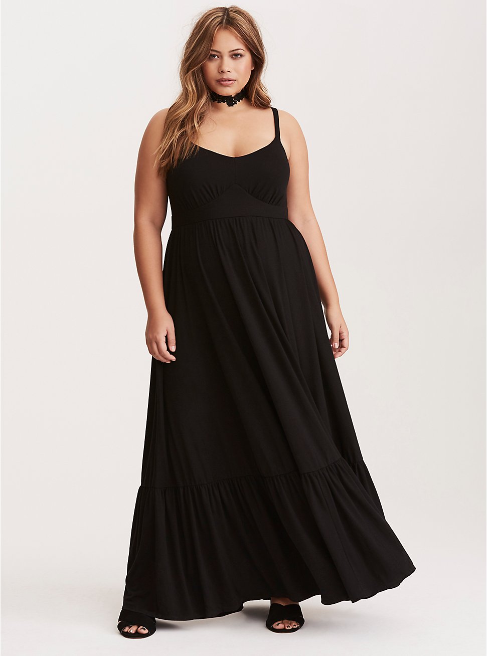 Plus Size - Black Jersey Shirred Hem Maxi Dress - Torrid