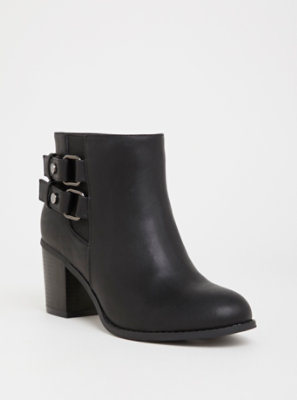 Plus Size - Black Faux Leather Buckle Bootie (Wide Width) - Torrid