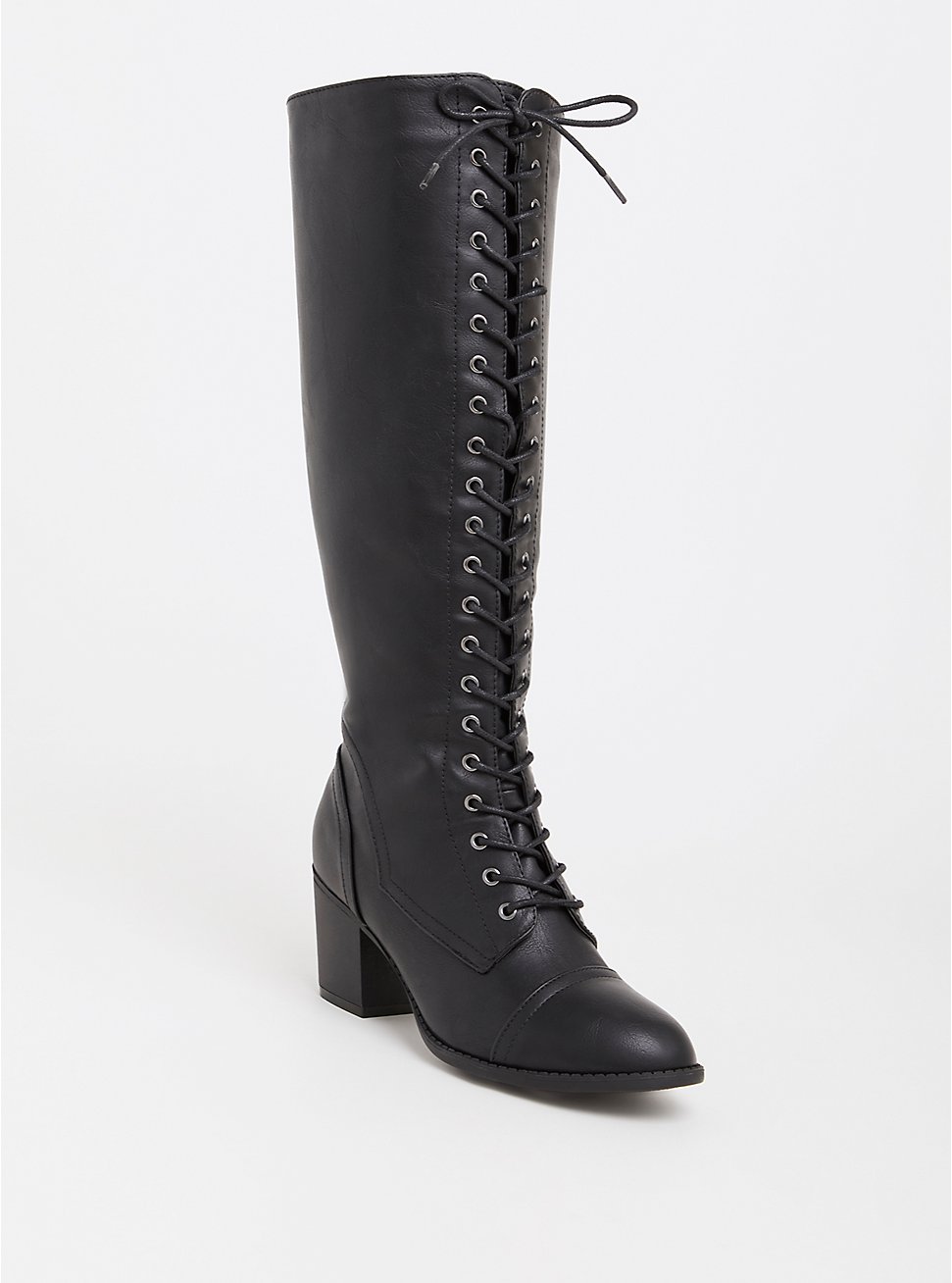 Plus Size - Black Lace-Up Knee Boot (WW & Wide To Extra Wide Calf) - Torrid