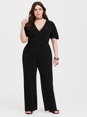 Plus Size - Black Wide Leg Studio Knit Jumpsuit - Torrid