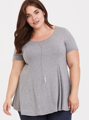 Plus Size - Super Soft Grey Tunic Tee - Torrid