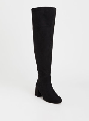 suede over the knee boots flat wide calf