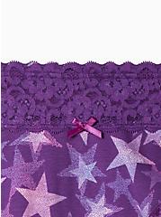 Cotton Mid-Rise Cheeky Lace Trim Panty, DOTTED STAR PURPLE, alternate