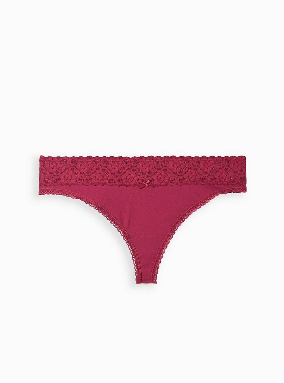 Cotton Mid-Rise Thong Lace Trim Panty, UNIMPRESSED CATS PINK, hi-res