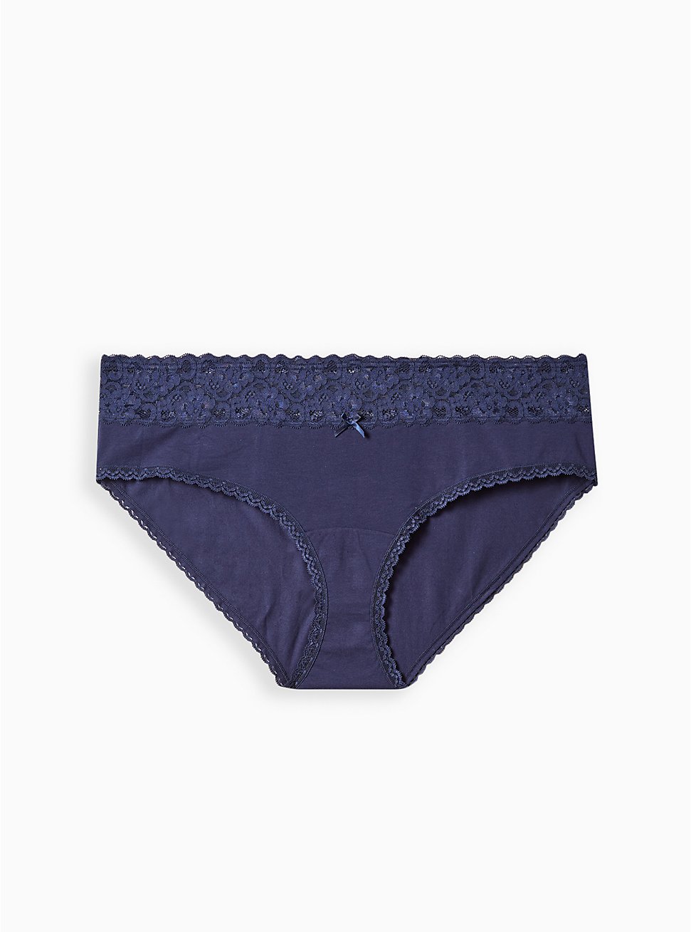Cotton Mid-Rise Hipster Lace Trim Panty, PEACOAT, hi-res