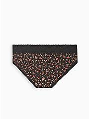 Cotton Mid-Rise Hipster Lace Trim Panty, MUSHROOM COLLECTION BLACK, alternate