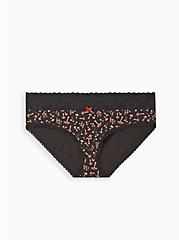 Cotton Mid-Rise Hipster Lace Trim Panty, MUSHROOM COLLECTION BLACK, hi-res