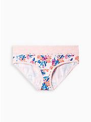 Cotton Mid-Rise Hipster Lace Trim Panty, PRETTY GARDEN PINK, hi-res