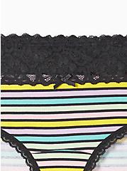 Cotton Mid-Rise Hipster Lace Trim Panty, RACING STRIPE, alternate