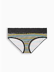 Cotton Mid-Rise Hipster Lace Trim Panty, RACING STRIPE, hi-res