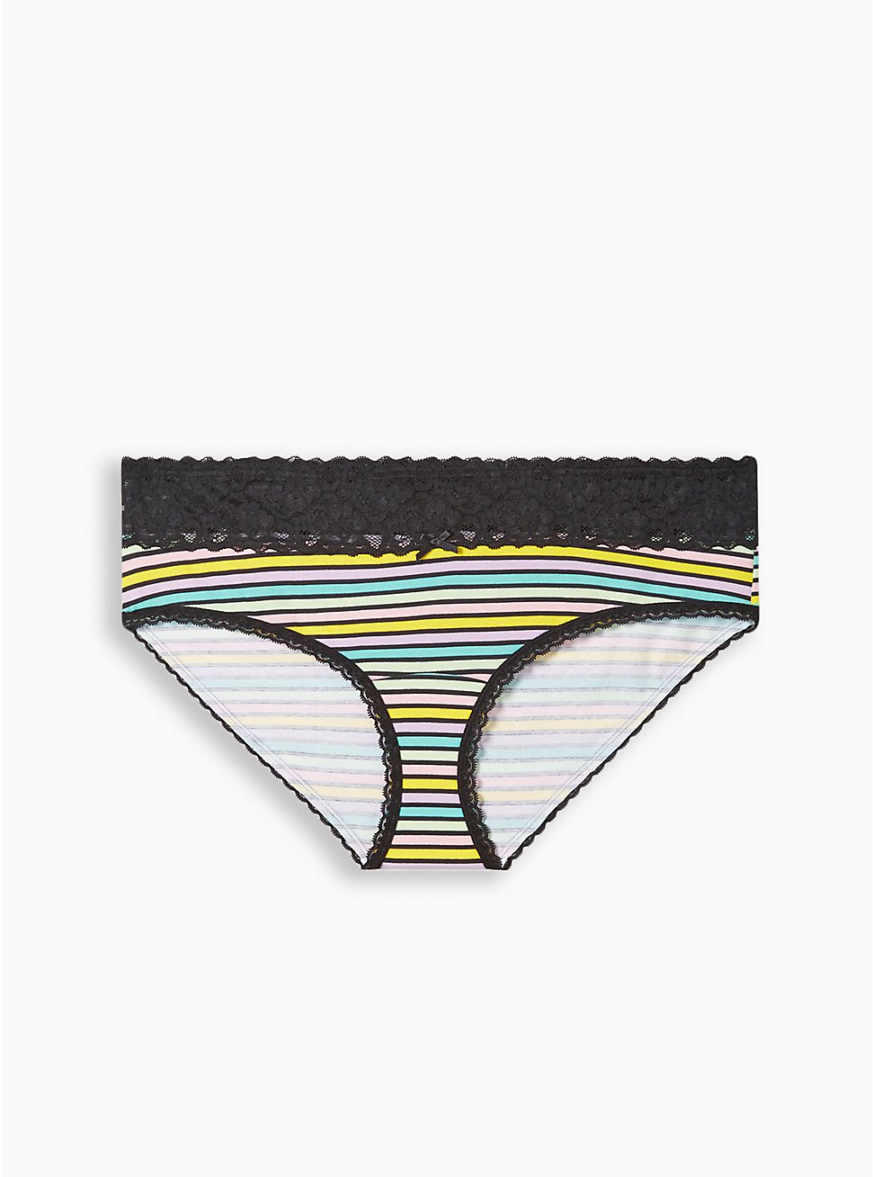 Cotton Mid-Rise Hipster Lace Trim Panty, RACING STRIPE, hi-res