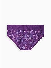 Cotton Mid-Rise Hipster Lace Trim Panty, DOTTED STAR PURPLE, alternate