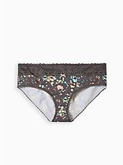 Cotton Mid-Rise Hipster Lace Trim Panty, PAINTERLY SPLATTER GREY, hi-res