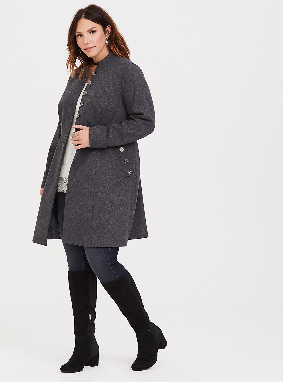 Plus Size Outlander Claire Button Coat, LIGHT BLUE, hi-res