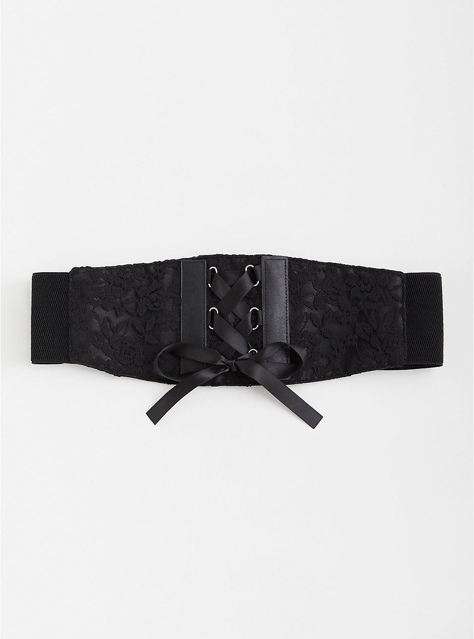 Plus Size Lace-Up Corset Belt - Black, BLACK, hi-res