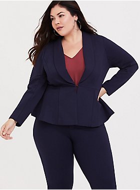 Candid Styles Womens Slim Fit Crop Peplum Shift Frill Plus Size Office Work Smart Button Blazer Jacket 8-26