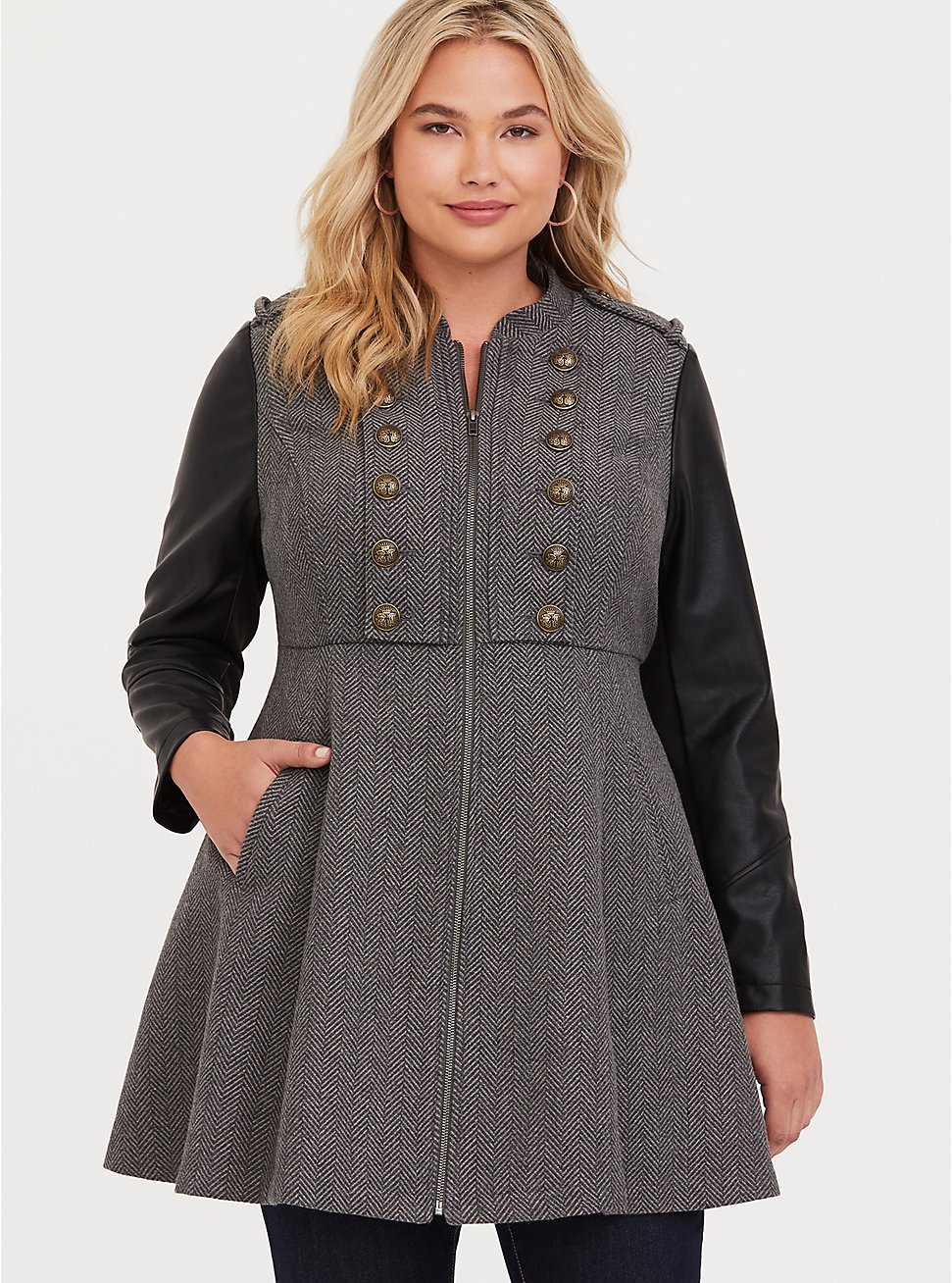 Plus Size - Wool Military Zip-Front Coat - Torrid