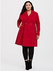 Wool Fit And Flare Coat, RASPBERRY CORDIAL, alternate