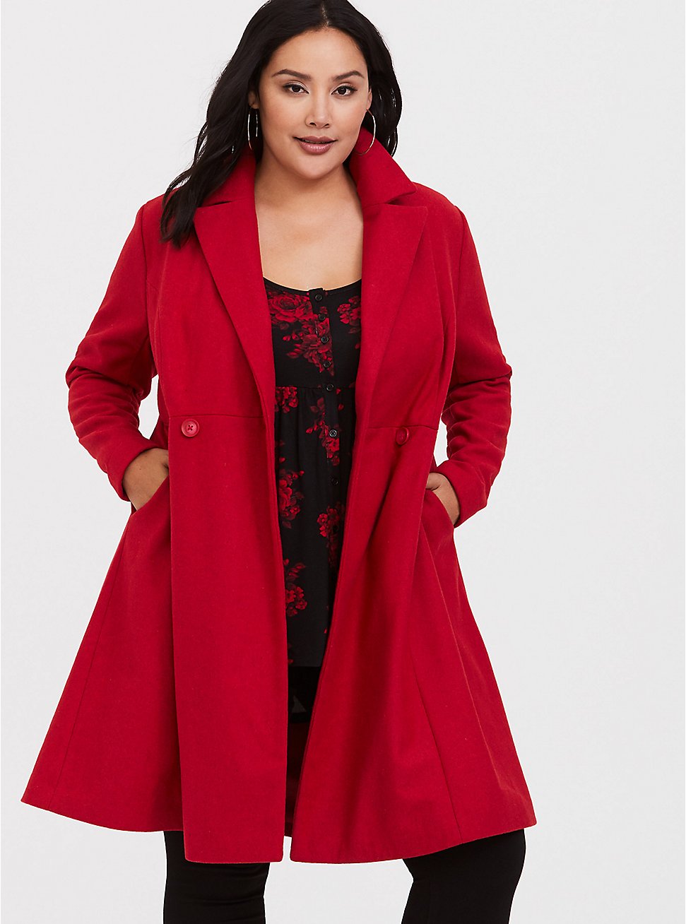 Wool Fit And Flare Coat, RASPBERRY CORDIAL, hi-res