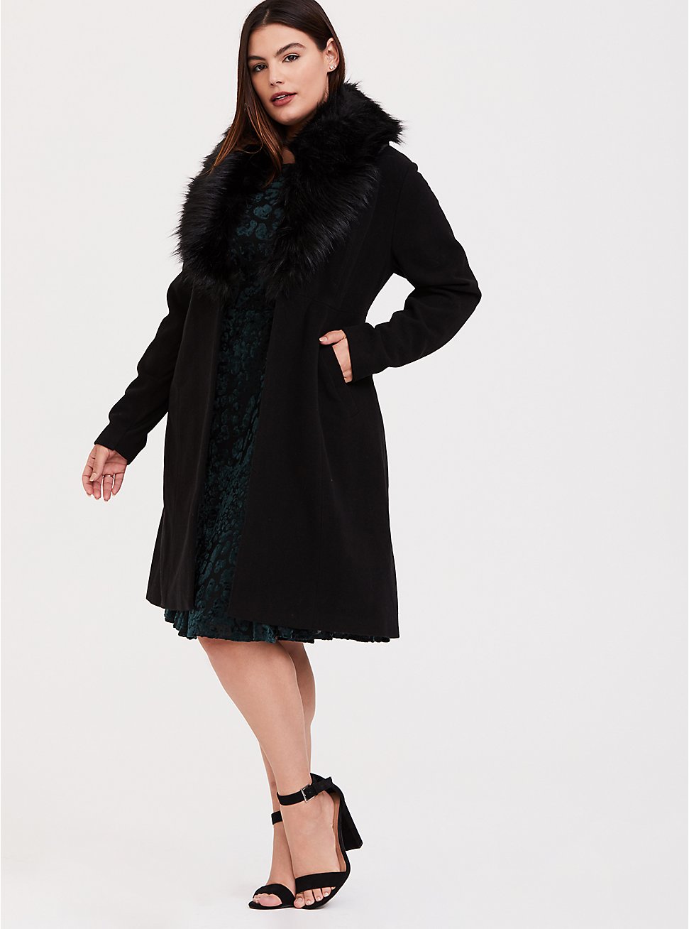 Plus Size - Wool Fur Trim Coat - Torrid