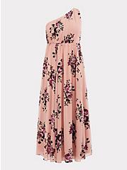 Special Occasion Pink Floral One Shoulder Chiffon Gown, HEAVENLY BOUQUETS, hi-res