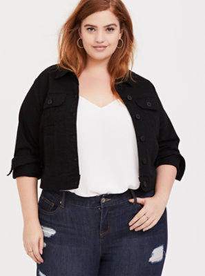 Plus Size - Black Crop Denim Jacket - Torrid