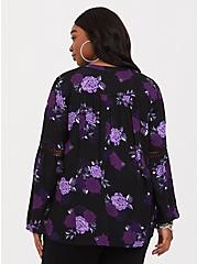Twill Woven Lace Trim Tunic Top, VERY BERRY BUNCH, alternate