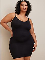 Plus Size Black Seamless 360° Smoothing Slip Dress, RICH BLACK, hi-res