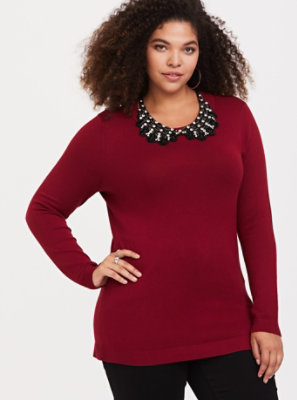 Plus Size - Red Embellished Pullover - Torrid