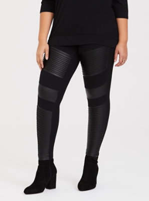 Apparel 365 - Aurora Black Leggings High Waisted Faux Leather Looking Pants