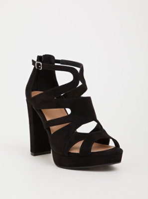 Plus Size - Black Caged Platform Heel (Wide Width) - Torrid