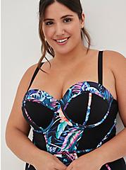 Slim Fix Underwire Piping One Piece Swimsuit, DREAMY TROPICAL, alternate