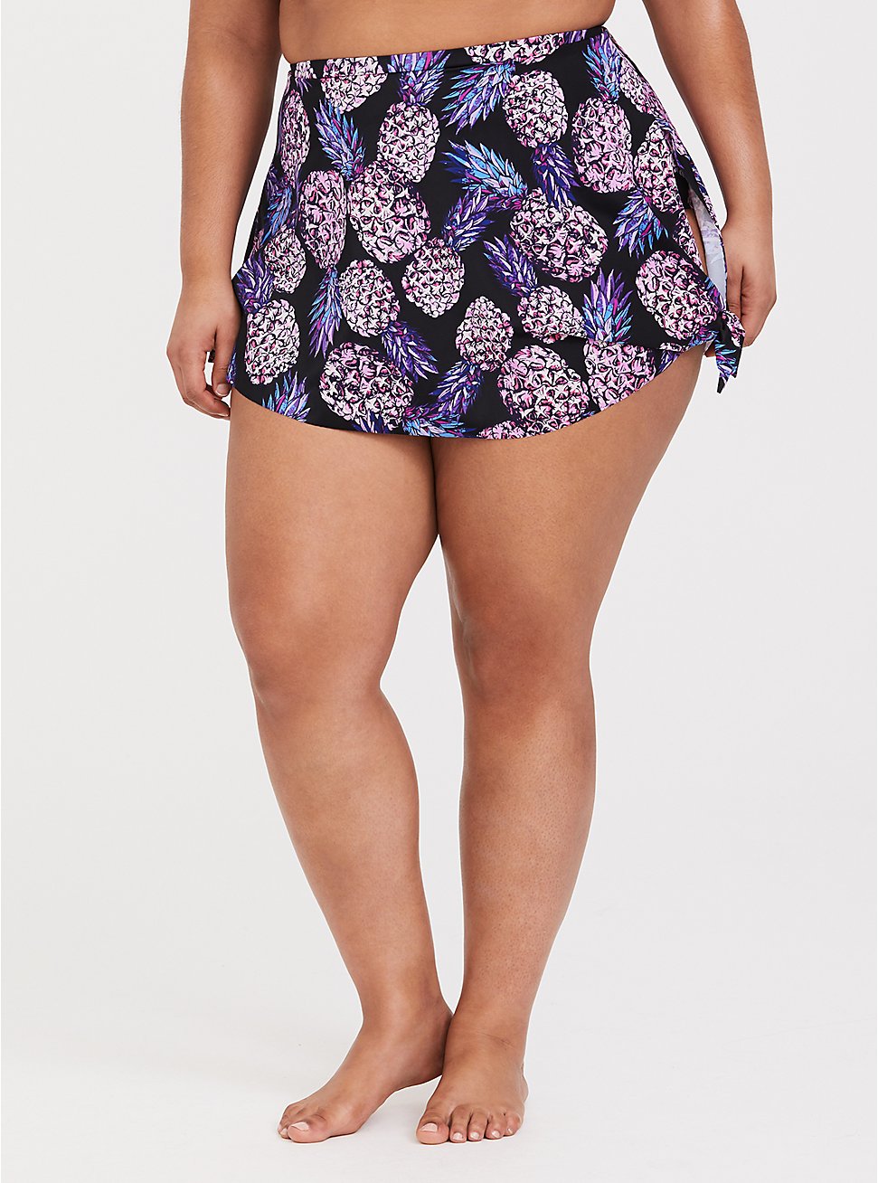 Plus Size - Purple Pineapple High Waist Asymmetrical Swim Skirt - Torrid