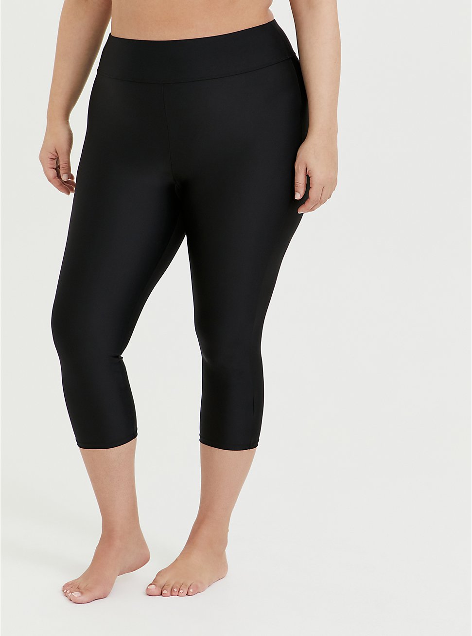 Plus Size Capri Swim Legging - Black, DEEP BLACK, hi-res