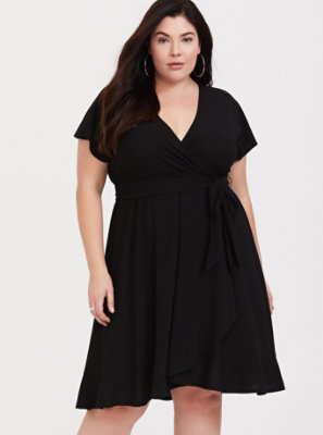 Plus Size - Mini Stretch Crepe Wrap Dress - Torrid