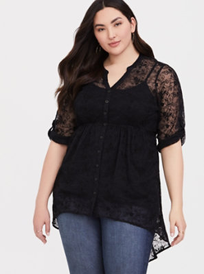 Plus Size - Lexie - Black Lace Babydoll Tunic - Torrid