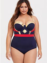 Her Universe Captain Marvel Wireless One-Piece Swimsuit, MULTI, alternate